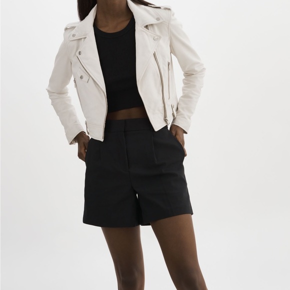 Lamarque Ciara Leather Moto Biker Jacket Bone Size Medium $625 - Picture 6 of 14